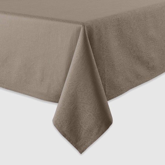 WATERFORD LINENS Sarah NEW 70 x 84 inch OBLONG TABLECLOTH in Platinum - Picture 2 of 2